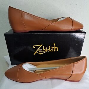 Zebidah Leather Flats Ladies-Size 11 Brown -New In Box Handmade Quality Womens